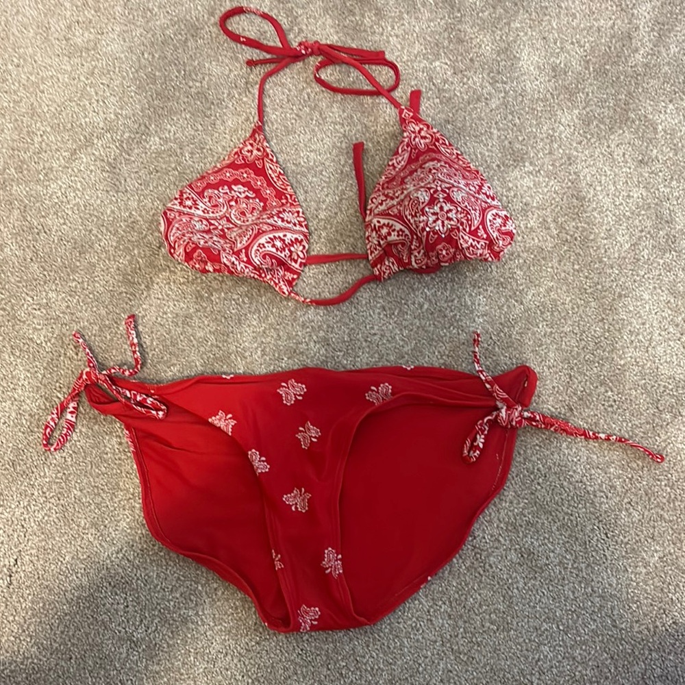 Red Paisley Bikini Set